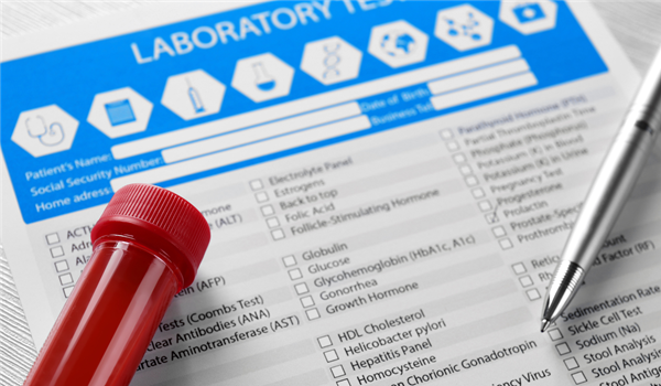 Picture of a laboratory test request form